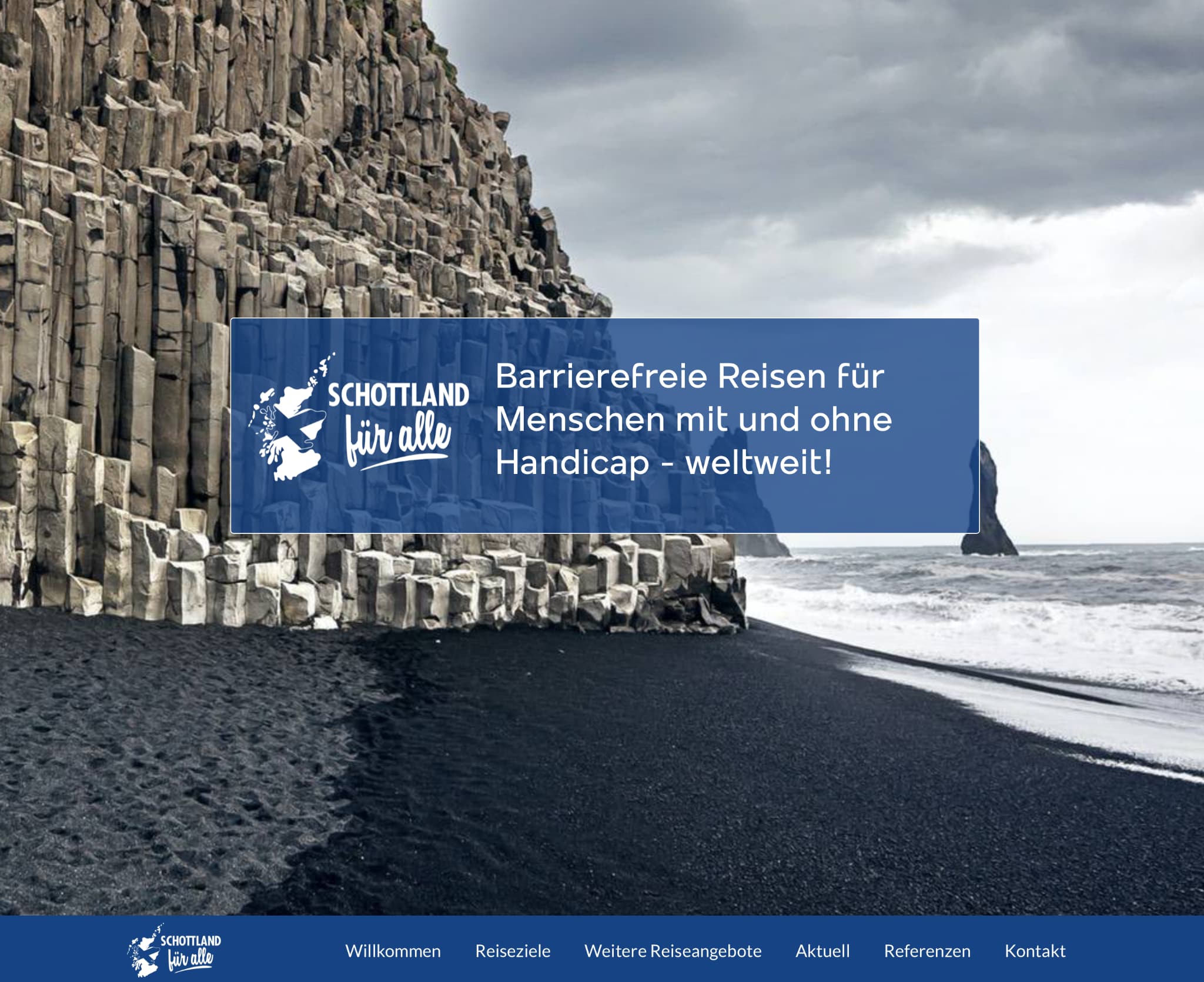 Startseite der Webseite von Schottland für alle mit dem Angebot barrierefreier Reisen, umgesetzt von Jan Füllemann.